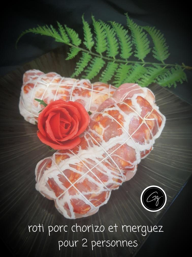 Roti porc chorizo et merguez